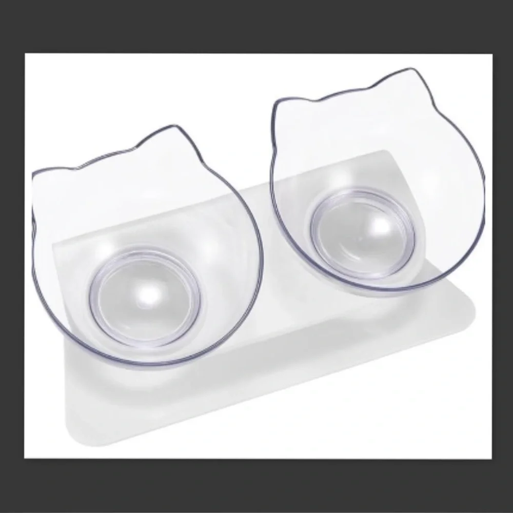 Tilted Cat Bowls with Raised Stand - 3-pc